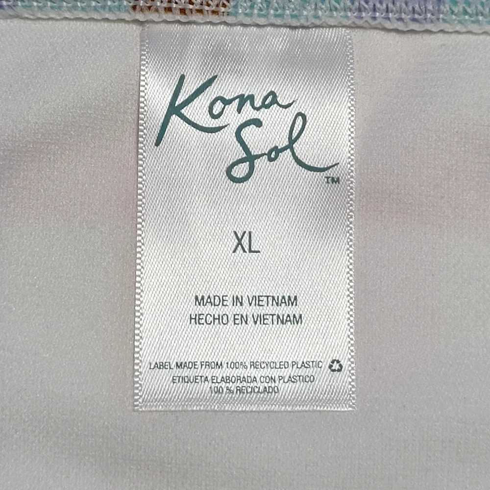 NWT! Kona Sol High-Waist Plaid Swim Bottoms Brief, Size XL (16)